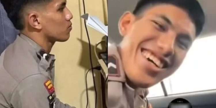 Polisi mainkan sirene sambil cengengesan di jalan raya, kini meringkuk di sel