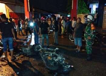 Dua motor polisi dibakar saat penggerebekan bandar sabu di Belawan
