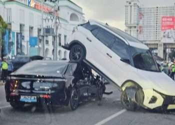 Tabrakan beruntun libatkan 10 kendaraan di HM Yamin Medan, pengemudi mobil listrik BYD diamankan