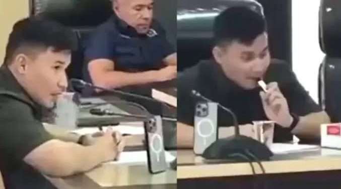 Santai Saat Rapat, Anggota DPRD Termuda dari Golkar ini Ngevape di Tengah Pembahasan PHK Massal