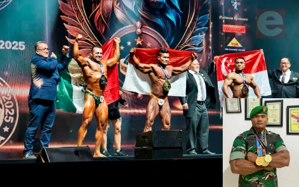 Prajurit TNI dari Korem 011 Lilawangsa Kibarkan Bendera Merah Putih di Kejuaraan Dunia Binaraga 2025