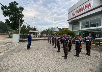 Apel Gabungan Satpam, PT Macan Sejahtera Cahaya Perkuat Kesiapsiagaan Jelang Lebaran di PT Alfa Scorpii Pekanbaru