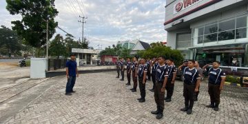 Apel Gabungan Satpam, PT Macan Sejahtera Cahaya Perkuat Kesiapsiagaan Jelang Lebaran di PT Alfa Scorpii Pekanbaru