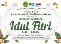 Keluarga Besar PT Macan Sejahtera Cahaya Ucapkan Selamat Hari Raya Idul Fitri 1447 H, Minal Aidin Wal Faizin, Mohon Maaf Lahir dan Batin