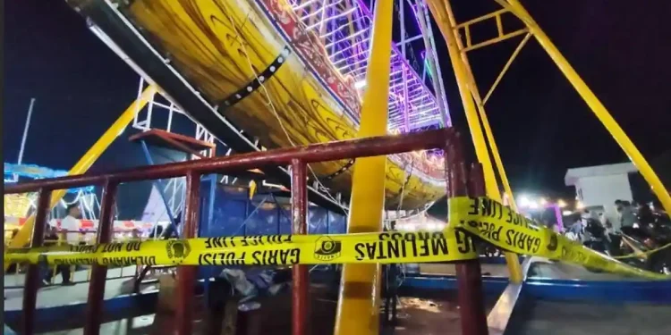 Wahana Kora-Kora Patah di Pasar Malam Kisaran, Empat Pengunjung Terjatuh dan Terluka