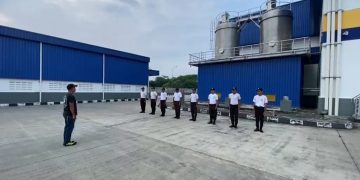 Satpam PT Macan Sejahtera Cahaya Gelar Apel dan Pembinaan di Pabrik Sari Roti Pekanbaru