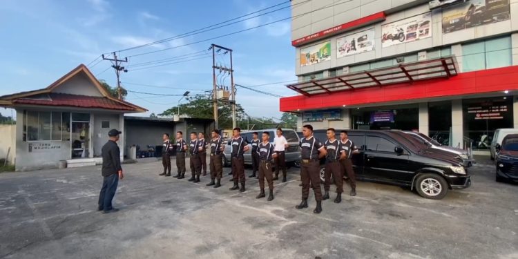 Apel Gabungan Satpam PT Macan Sejahtera Cahaya di Alfa Scorpii Pekanbaru, Tekankan SOP dan Kedisiplinan Kerja