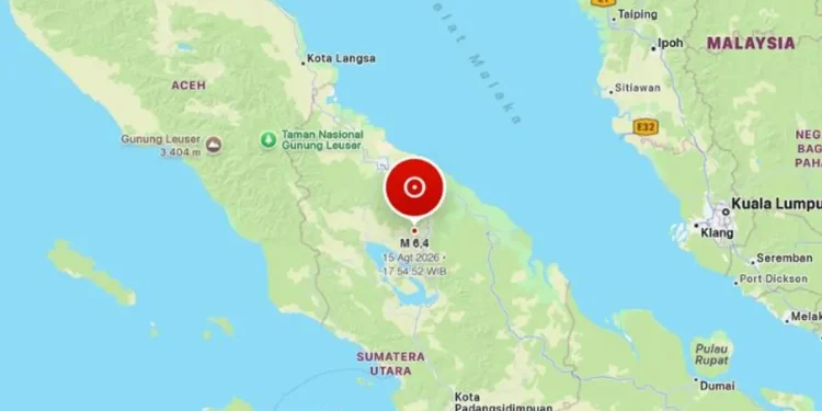 Gempa M 6,4 Guncang Daratan Simalungun Sumatera Utara