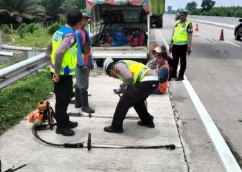 Dua Pekerja Tewas Disambar Truk Hino Saat Memotong Rumput di Tol Medan-Tebing Tinggi