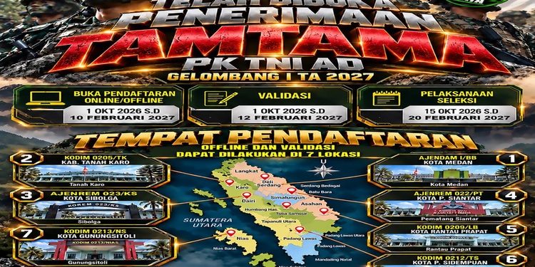 Penerimaan Bintara TNI AD Gelombang I TA 2027 Dibuka, Cek Jadwal dan Lokasi Pendaftaran